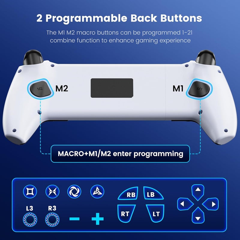 KICKDOT Phone Controller for iPhone/Android/Switch 1/2/OLED/iPad Mini With Hall Joystick, Wireless LED Mobile Gaming Controller for iOS Support PS Remote Play, Xbox Cloud,Steam Link,GeForce Now, Arcade,Roblox - Image 5